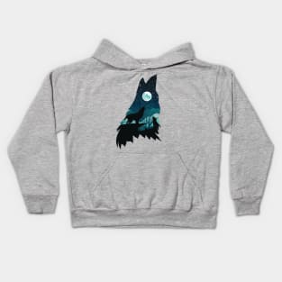 Wolf Howling with Forest Kids Hoodie